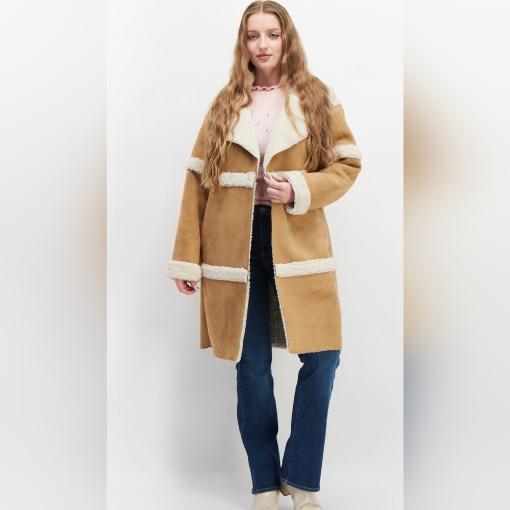 BearPaw Tan and Cream Women's Coat